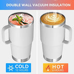 VEGOND 20 oz Tumbler Bulk with Handle Lid and Straw, Stainless Steel Insulated Travel Coffee Mug Set, Spill Proof Double Wall Metal Tumblers Cups, White 6 Pack - Image 3