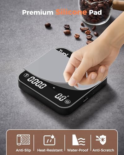 Tuni Rechargeable Mini Coffee Scale, Automatic Precise Timing Scale, Black - Image 5