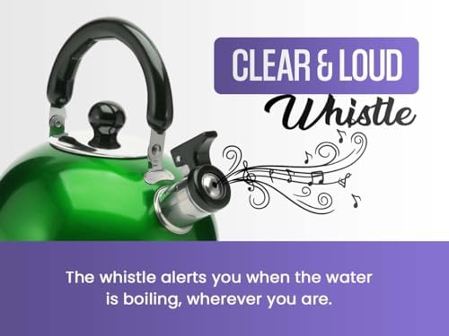 YBM Home Stainless Steel Stovetop Whistling Tea Kettle 3L with Handle, Induction Compatiable - Purple - Image 3