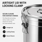 12L/2.64gal Stainless Steel Airtight Canister, Food Storage Canisters with Airtight Lid&Locking Clamp, Rice Container Cereal Grain Canisters, Storager Bucket for Flour, Coffee Bean, Sugar, Cookie - Image 2