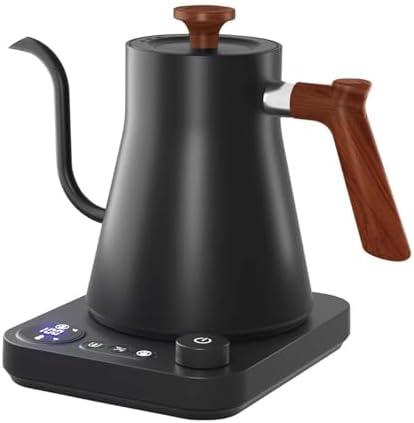 Electric Gooseneck Kettle, 1200W, 900ml Capacity, Stainless Steel Interior, Keeps Warm, Auto Shut-Off, Digital Display, Real-time Temperature Control by Unknown