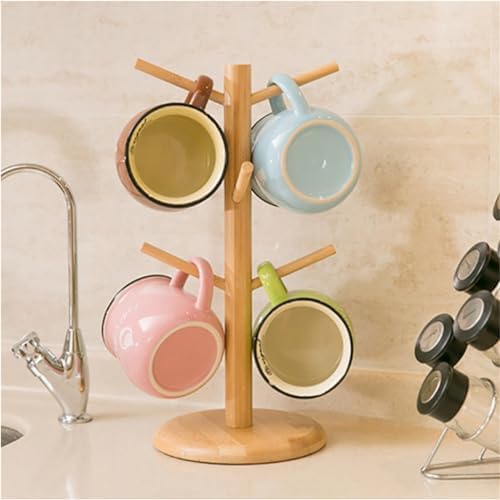 FMURY Tree Shape Wood Coffee Tea Cup Storage Holder Stand Mug Hanging Display Rack Shelf - Image 2