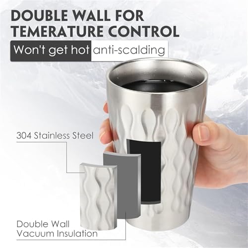 2 Pack Stainless Steel Mug Double Wall Metal Stackable Insulated Portable Drinking Cup Shatterproof Glasses(2pcs 450ml) - Image 3