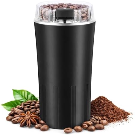 Electric Coffee Grinder with Stainless Steel Blades, Portable Multi-Grain Mill for Coffee Beans, Spices, Herbs, Tea, Includes Cleaning Brush by Unknown