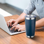 20oz Tumbler with Straw and Brush, Stainless Steel Vacuum Insulated tumbler, Double Wall Insulated Coffee Tumbler for Outdoor, Home, Travel,Office (Navy Blue,4pcs) - Image 5