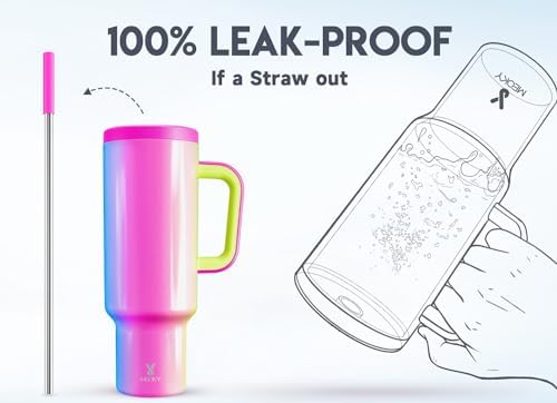 Meoky 50 oz Tumbler with Handle, Tumbler with Lid and Straw, Insulated Stainless Steel Travel Mug, 100% Leak-proof, Keeps Cold for 36 Hours or Hot for 12 Hours (Carnival) - Image 3