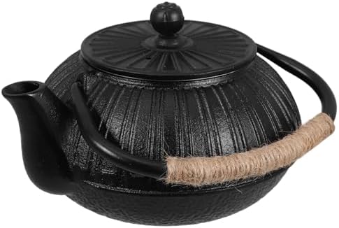 Cast Iron Teapot for Brewing Water 600ml with Tea Filter by PartyKindom