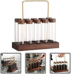 VICASKY Glass Coffee Bean Storage Tubes with Wooden Brass Stand - Image 6