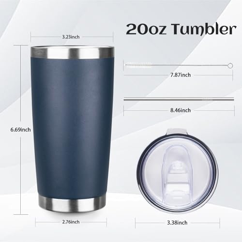 DIW 20oz Insulated Travel Coffee Tumbler Bulk with Lid(Navy Blue,6 Pack) - Image 2