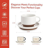 Sweese 8 Ounce Cappuccino Cups Set of 4, Porcelain Stackable Coffee Cups with Saucers and Metal Stand, Earthy Spectrum - Image 2