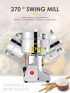 CGOLDENWALL 800g Electric Grain Grinder Mill Safety Upgraded 2400W High-speed Spice Herb Grinder Commercial Superfine Machine Dry Cereals Pulverizer CE 110V (800g Swing Type) - Image 2
