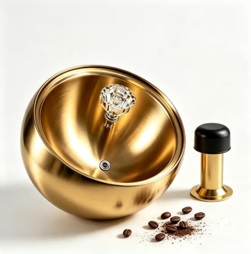 Upgraded 2L Espresso Knock Box with Glass Lid, Magnetic Knock Bar, Gold by Unknown