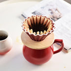 400ml/13.5oz ceramic hand-punched origami drip filter cups are exquisite, fresh and practical for home use-red - Image 5