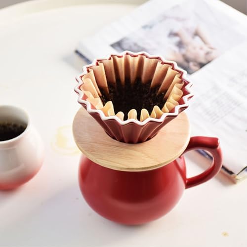 400ml/13.5oz ceramic hand-punched origami drip filter cups are exquisite, fresh and practical for home use-red - Image 5