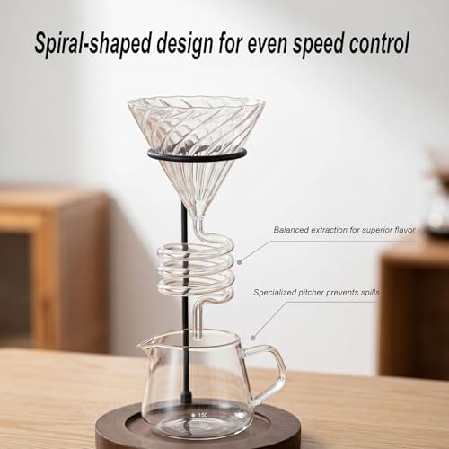 Glass Pour Over Coffee Dripper with Spiral Inner Design, V60 - Image 5
