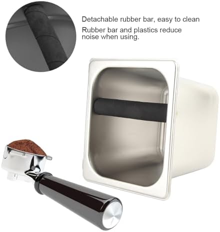 Stainless Steel Knock Box with Protective Rubber Bar, Deep Bowl Design for Large Capacity, Ideal for Household and Professional Use (Large) - Image 2
