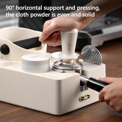 Bincoo Espresso Coffee Organizer Box-8 in 1 Espresso Coffee Tamper Station for Storage 51/54/58MM Espresso Tamper,Distributor,Portafilter,Puck Screen and 4.5inch Knock Box(White) - Image 2