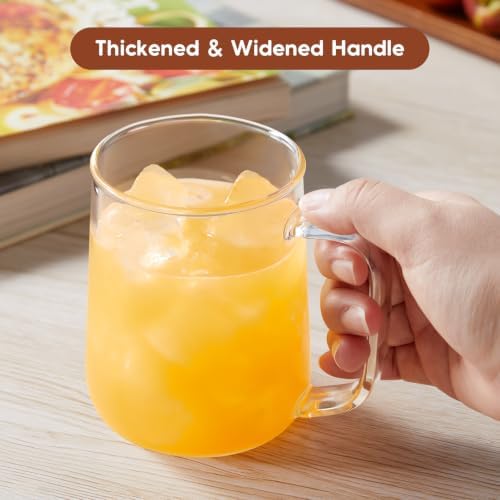 Large Glass Coffee Mugs, 20 oz Glass Coffee Cups Set of 6, Clear Borosilicate Glass Mugs with Handles for Cappuccino, Tea, Latte, Hot/Cold Beverages, Wine, Americano - Image 4