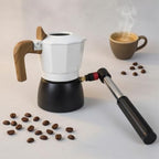 Qianly Italian Coffee Pot with Manual Pump Pressurized Pneumatic Coffee Maker Compact for Home Baristas, Black And White, Pneumatic Third Generation Double Valve Moka Pot + Manual Air Pump - Image 4