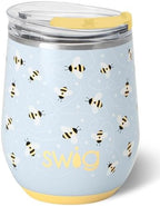 Swig Life 12oz Insulated Wine Tumbler with Lid, Busy Bee by SwigLife