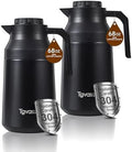 2 PCS Thermal Coffee Carafe Insulated Stainless Steel Coffee Carafe for Hot Liquid Vacuum Thermal Pot Creamer Pitcher Dispenser Keeping Hot Water Milk(Black/Black 68 oz) by Tgvasz