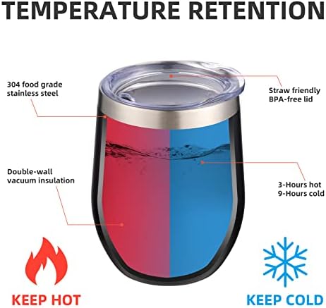 12 oz Insulated Wine Tumbler with Lid and Straw,Stainless Steel Stemless Wine Tumbler Glasses Double Wall Vacuum Wine Cups Tumbler Bulk for Coffee,Cocktail,Office(Black,8) - Image 3