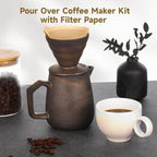 Ceramic Pour Over Coffee Dripper Set, 620 ML Capacity, with 100 Filter Papers, Vintage Classic Design, Pour Over Coffee Maker for Home or Office - Image 5