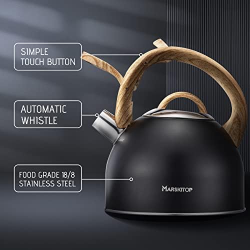 MARSKITOP Tea Kettle for Stove Top, 2.6 Quart Tea Pot, Black - Image 4