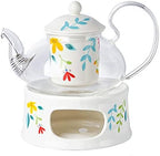 Glass Tea Pot Warmer Set 22oz Glass Teapot with Removable Loose Tea Infuser and Candle Holder Warmer Heating Base Elegant Teapot Gift Set Stovetop Safe Kettle,Style 4-7.,Style 6-7.67 x 8.68 inch by Unknown