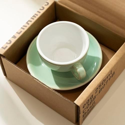 Loveramics Coffee Cup Ceramic, 8 oz Latte Art Cup with Saucer for Cappuccino, Tea, Espresso, Thick - walled stoneware Cappuccino mug Set for Cafe and Barista - Potters Colours (Basil, 8OZ) - Image 3
