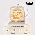 Multifunction Electric Heated Milk Cup, 600ml 3-in-1 Mini Electric Heater Cup, 600ml Portable Hot Milk Coffee Cups for Quick Meals and Beverages at Home or in The Office (1Pc Red) - Image 3