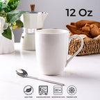 AmorArc 12oz Off White Coffee Mugs Set of 12, Ceramic Coffee Mugs with Large Handle for Man, Woman, Light Weight Coffee Mugs Set for Latte/Cappuccino/Cocoa/Milk, Dishwasher & Microwave Safe, 12Pcs - Image 2
