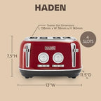Haden Dorset 4 Slice Wide Slot Stainless Steel Toaster, Rectory Red - Image 4