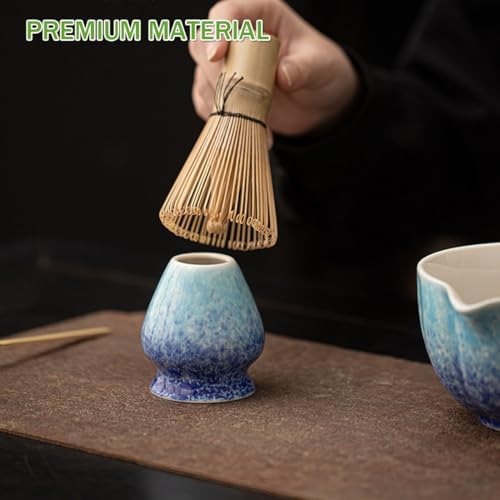 Matcha Whisk Set, Matcha Bowl with Spout(17oz), Matcha Whisk and Holder, Bamboo Matcha Scoop - 4 Pcs Ceremonial Grade Matcha kit for Matcha Tea Lovers Blue - Image 5
