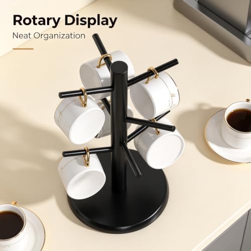 Bamboo Coffee Mug Tree Holder with 6 Hooks,Cup Stand - Image 5