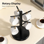 Bamboo Coffee Mug Tree Holder with 6 Hooks,Cup Stand - Image 5