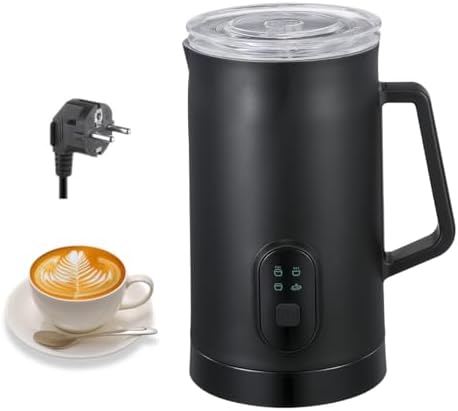 4 IN 1 Electric Milk Frother, Automatic Hot & Cold Milk Foamer, 19.6oz/580ml Large Capacity for Latte Coffee Hot Chocolates Cappuccino (Black, 220V EU PLUG) by JZLHYSNDYL