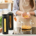 Mimorou 3 Pcs Stainless Steel Canister Set with Glass Windows Visible Storage Jars Silver Kitchen Canister Set for Pasta Flour Oat Sugar Container, Kitchen Tools, Housewarming Gifts(Black,60 oz) - Image 5