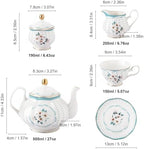 fanquare 21 Pieces Vintage White Camellia Porcelain Tea Set for Adults - Image 6