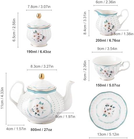 fanquare 21 Pieces Vintage White Camellia Porcelain Tea Set for Adults - Image 6