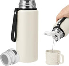 1000 ml Double wall vacuum Leakproof stainless steel wide mouth insulated water bottle,tea tumbler with tea strainer,cup and lid; travel coffee thermoses hot drinks,cold thermal flask by Unknown