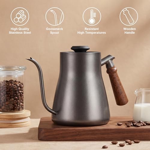 Pour-over kettle with thermometer, 850ml capacity, leak-proof one-piece 304 stainless steel gooseneck spout, food-grade easy-clean, suitable for pour-over coffee, French press, and tea. (850ml) - Image 5