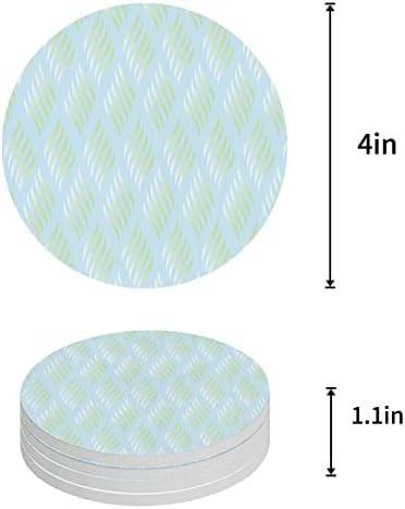 Coasters for Drinks Set of 8 Abstract Leaves Lines Geometric Natural Patterns Ombre Green Ceramic Cup Mat Absorbent Ceramic Stone Coasters with Cork Base for Coffee Cups Wooden Table Home Decor 4in - Image 2