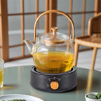 Electric Mini Teapot Stove, 500W 110V Multifunctional Electric Heater for Ceramic Glass Kettle, Countertop Tea Stove with Rotary Temperature Control, 2 Power Settings, Black, Compact and Portable - Image 4
