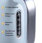 Rae Dunn Electric Hot Water Kettle - Stainless Steel Coffee Maker, Tea Kettle, Swivel Base, With Automatic Shut Off Boil-Dry Protection, Easy Pour, 1500 Watt Boiling Power, 1.7 Liters, Baby Blue - Image 3