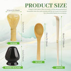 4 Piece Matcha Japanese Ceremony Set, Resin Matcha Whisk, Bamboo Spoon, Bamboo Scoop, Whisk Stand, Perfect Set for Preparing, Yellow-Black - Image 2