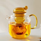 Coffee And Tea Kettle Handmade Glass Teapot With Removable Loose Tea Glass Infuser Blooming Teas 2-in-1 Tea Kettle Applicable Electric Pottery Tea Pot (Color : Yellowx2 Cup) - Image 3