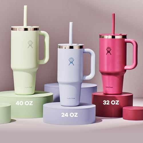 Hydro Flask Travel Tumbler with Handle, Lid and Straw - Insulated Stainless Steel in 24 Oz Tonal Birch - Image 4