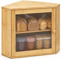 Corner Bread Box, 2 Tier Bamboo Bread Storage for Kitchen Countertop by Unknown