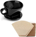 Coffee Filter, Segarty #2 Coffee Filter Cup and 400 Count #2 Coffee Disposable Cone Filters Paper, Flat Bottom Brewing Coffee Dripper and Natural Brown Paper for Home & Office Used, Easy to Clean by Segarty